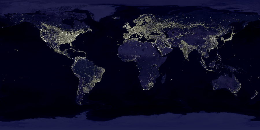 La Terre de nuit, vue de l’espace